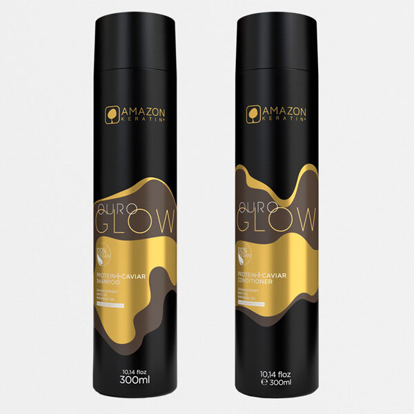 Kit básico de uso diario proteína caviar de Amazon Keratin con champú y acondicionador de 300 ml perteneciente a la línea de tratamientos capilares